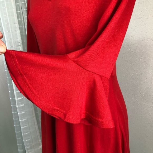 Talever RED Trumpet Sleeve Dress NWT - Picture 6 of 9